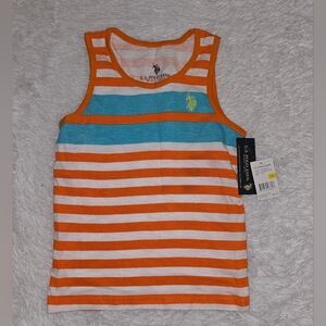 U.S. Polo Assn. Orange and White Striped Tank Top